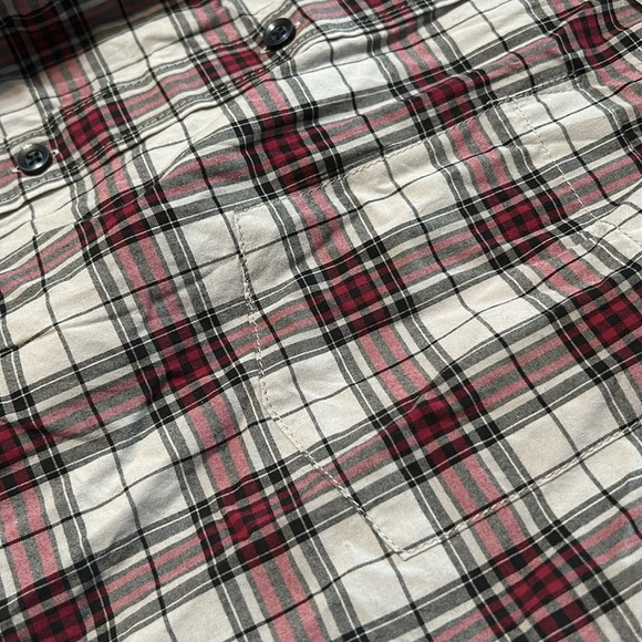 NWT Goodfellow Men’s Button Down Shirt Gray Red Plaid Size Large - Picture 4 of 4
